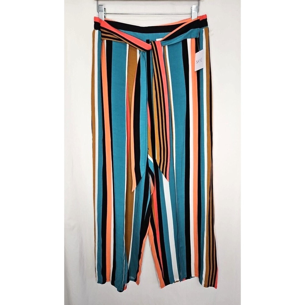 Skye Swimwear Women's Tropea Stripe Paige Wrap Pants Lightweight Rayon Large NWT